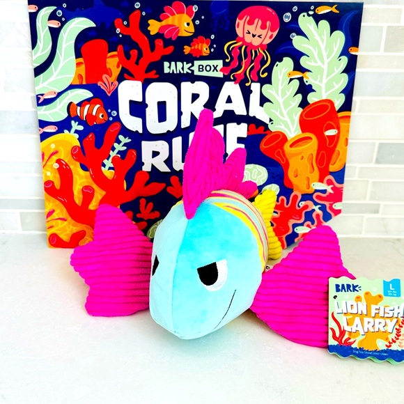 Bark Dog Nwt Bark Box Larry Lion Fish Coral Ruff Dog Toy Barkbox